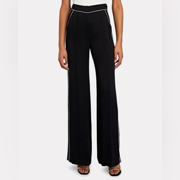 Veronica Beard Edia Black satin wide leg sz 6 tuxedo pants - Picture 6 of 16